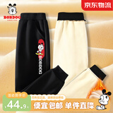 巴布豆儿童裤子男童棉裤加绒加厚秋冬中大童外穿宽松休闲裤童装长裤 黑 滑板巴布 150