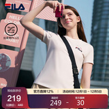 FILA斐乐官方女子针织短袖衫2025夏简约休闲刺绣LOGOT恤