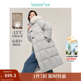 茵曼（INMAN）2025冬季女装新款高充绒量白鸭绒连帽毛领羽绒服长款外套大衣上衣 雅典灰 M