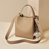 金狐狸（FOXER）头牛皮女士包包女包大容量水桶包手提单肩斜挎包轻奢女友生日礼物