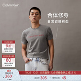 Calvin KleinJeans夏季男女情侣中性年轻ck多色印花透气修身短袖T恤J320931 P2D-鸽子灰 XL （推荐160-175斤）