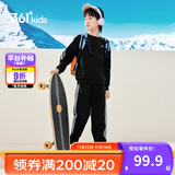 361°童装 儿童套装春秋男女3-14岁校园休闲运动针织套装 黑160