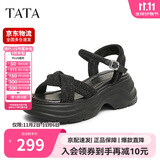 他她TATA休闲厚底凉鞋女鞋法式气质时装凉鞋2025夏季CXT01BL5 黑色 36