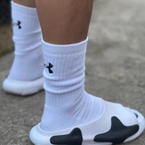杜城新款联名UA篮球袜NBA加厚毛巾底实战运动休闲吸汗透气运动球袜 UA白色(长筒)