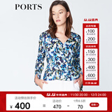 PORTS宝姿 新品 衬衫女衬衣显瘦职业装印花衬衣女LN8B034HPT020 天蚀蓝印花 XS (2)