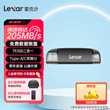 雷克沙（Lexar）tf卡 4K运动相机大疆无人机内存卡gopro手机存储卡MicroSD卡 2合1双接口读卡器【速度205MB/s】 TF卡