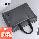 POLO公文包软皮男士商务手提包16英寸电脑包横款单肩文件包生日礼物