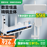 浪鲸恒温淋浴花洒套装钢琴花洒全套增压自洁沐浴器精铜浴室淋雨器 【白色恒温】智能数显 增压雨淋