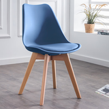 潇崇椅子靠背椅现代简约餐椅家用化妆椅休闲办公椅吧台软包伊姆斯椅子 蓝色软包【实木腿】