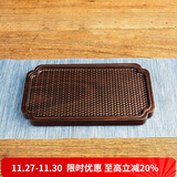 容山堂茗末黑檀木小茶盘整块实木雕刻竹编茶台壶承家用小号茶盘 黑檀木竹编干泡台-竹报平安