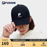 FILA FUSION斐乐潮牌棒球帽中性休闲鸭舌帽网球运动遮阳帽 深黑-BK XS