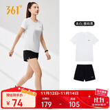 361°跑步运动套装女士夏季衣服新款速干短袖短裤两件套662524001H-1