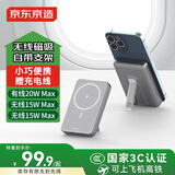 京东京造iPhone17无线磁吸带支架充电宝10000毫安20W有线快充3c认证可上飞机京东自营兼容MagSafe移动电源