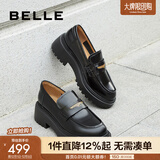 百丽（Belle）张凌赫推荐海鸥乐福2.0版款女商场牛皮皮鞋B5J1DCA5 【孟子义同款】黑色（5.5CM） 2.0 36