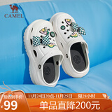 骆驼（CAMEL）洞洞鞋女时髦DIY原创鞋花松糕厚底凉拖鞋 L24M071642 白色 38/39 