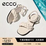 爱步（ECCO）凉鞋女 夏季方头一字带通勤休闲百搭粗跟凉鞋 雕塑233803 石灰色23380301378 38