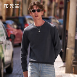 布先生佟大为同款圆领套头卫衣男士长袖秋冬上衣舒适百搭贴身KT01909 猎鹰灰 L /175