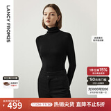 朗姿【朗姿羊毛Basic衣橱】纯羊毛法式毛针织衫冬季新款修身长袖毛衣 黑色2 M