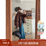 茵曼2025冬季女装新款羊羔毛领牛角扣厚羽绒服保暖短款面包服外套 深咖色 M 163-167cm /111-120斤