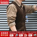 马登工装美式复古猎装马甲灯芯绒背心阿美咔叽坎肩英伦风外套男秋 咖啡色 XL