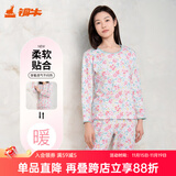 铜牛内衣 秋衣秋裤 女 纯棉圆领长袖秋衣秋裤套装 基础套装 VN031 暖心华韵-白-彩 L (170/95)