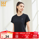 361°短袖男速干t恤新款夏季弹力吸湿排汗运动t恤男圆领跑步健身速干衣 【女款】超级黑 4XL