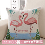 钟爱一生抱枕含芯靠垫办公室靠枕午睡腰枕卡通印花汽车床头靠垫 火烈鸟 45cm*45cm 含枕芯