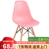 格田彩电脑椅子靠背书房椅餐厅椅洽谈椅实木办公椅休闲椅培训椅子吧台椅 粉色+进口榉木腿
