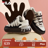 FILA 斐乐官方女鞋CARROT摩登板鞋萝卜鞋休闲厚底鞋子女 初雪白/黑-PB 38