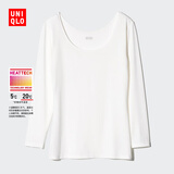 优衣库女装轻舒暖HEATTECH U领T恤/8分袖内衣新款469740 472364 469740/00白色 XL