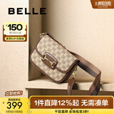 百丽时光慢递商场同款马鞍包老花高级质感小方包X5737AX2 啡色 F
