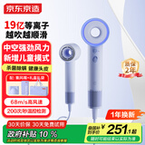 京东京造beauty中空高速吹风机Pro2紫 19亿等离子电吹风机家用静音负离子大功率不伤发男生日礼物女士