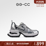 GG-CC【明星同款】月落星河银色厚底老爹鞋女百搭秋季新款G23X4317 银色 皮面 39
