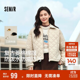 森马（Semir）棉服女灯芯绒翻领菱形格复古2024冬三防宽松轻薄棉衣109724112007