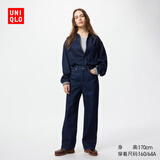 优衣库女装宽松直筒牛仔裤/水洗产品/阔感裤474934 479001 479001/69藏青色 24 /155/62A