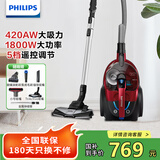 飞利浦（PHILIPS）卧式吸尘器家用 小型手持吸尘器大吸力大功率 有线吸尘器 强力除螨吸猫毛吸尘机FC9735 FC9735/81（旗舰款）