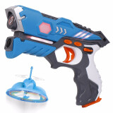 儿童玩具枪可对战射飞碟打蜘蛛男孩声光玩具模型电动枪 3-6岁红外线感应吃鸡镭射枪儿童生日礼物 （单枪）蓝色枪+飞碟