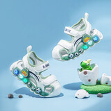 B.Duck小黄鸭儿童包头凉鞋夏季男女童发光鞋时尚灯鞋凉鞋5026米绿27