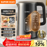 苏泊尔（SUPOR）1.5L侧显温度烧水壶316L不锈钢5段调温 恒温水壶 母婴冲奶粉小容量电热水壶SW-15J72L