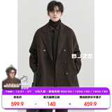 伯爵卓尔羊毛双面呢大衣男中长款2024秋冬新款通勤男装呢子外套 咖啡色 XL