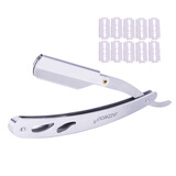 爵士狼 男士理发剃刀美发刮刀刮胡刀汗毛手动刀片老式发廊剃头刮胡刀 SM钢制：刮刀+10刀片