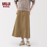 无印良品（MUJI）女式粗细不均棉线丝光斜纹A字裙长半身裙女春季裙子女装 BE1V8C5S 深米色 L （165/70A）