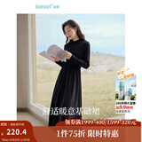 茵曼（INMAN）2025秋冬女装新款灯芯绒连衣裙新品长袖休闲针织礼服中长裙子 午夜黑 XL
