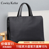 COWLEY KELLER手提包男士公文包大容量商务电脑包通勤出差拉杆箱带律师包斜挎包 CK典雅黑-有拉杆箱带 40*8.5*29cm 15.6英寸