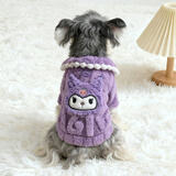 MIKI PAD狗狗衣服秋冬款加绒保暖猫咪衣服小型犬比熊雪纳瑞泰迪公主可爱风 紫色 M背长25cm（参考体重3-6斤）
