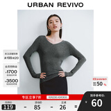 UR秋季新款女装简约基础百搭休闲修身V领针织衫UWB940008 中灰 XL