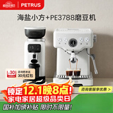 柏翠(petrus) 咖啡机意式浓缩家用小型半自动蒸汽打奶泡 海盐小方PE3833+PE3788