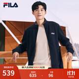 FILA斐乐官方男子针织休闲拉链外套上衣秋冬立领商务男装通勤夹克衫 传奇蓝-NV M 170/92A