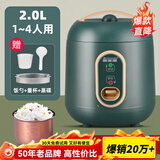 半球（PESKOE）电饭煲迷你一人食电饭锅家用小型四人全自动宿舍1-2人小煮饭锅 复古绿+双喷内胆+蒸盘 2L （适用1-4人）