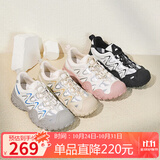 骆驼（CAMEL）丑萌登山鞋女时尚撞色户外休闲鞋 L24S076620 米/银/黄 38